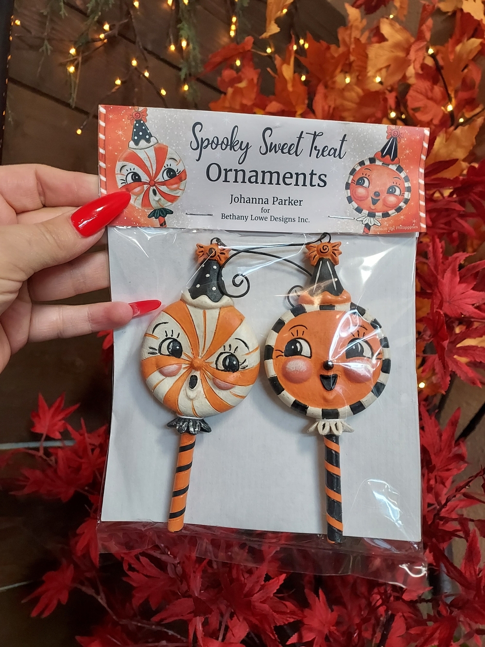 Spooky Sweet Treat Ornaments - Orange & Black Halloween Set